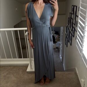 L*Space Blue Flutter Sleeve Wrap Maxi Dress